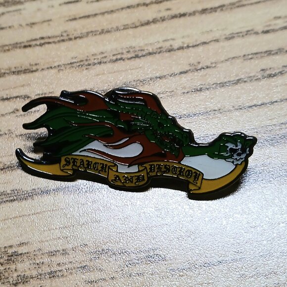 New Search & Destroy Flaming Dragon Tac Pin Flaming Dragon PinDragon Skull Face - Picture 1 of 3